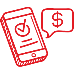 mobile phone with dollar sign pop up icon
