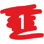 Scribble graphic in red hand drawn lines showcasing the number 1
