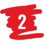 Scribble graphic in red hand drawn lines showcasing the number 2