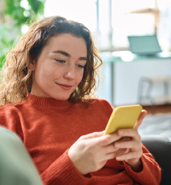 Woman looking at phone.