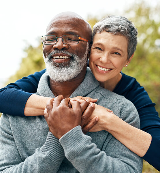 Retired couple enjoying the weather outside. 