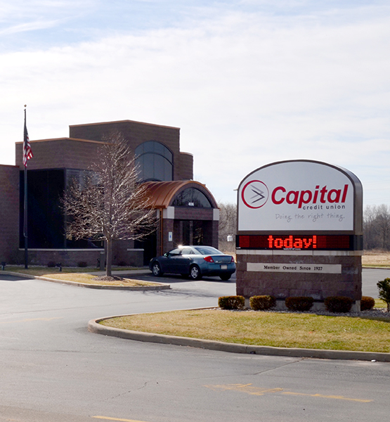Capital Credit Union branch building in village of Howard in Brown County Wisconsin on Cardinal Lane