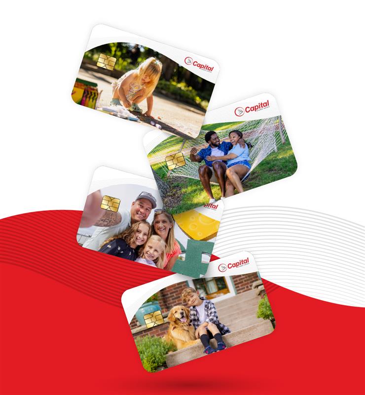 Collage of customer debit card.