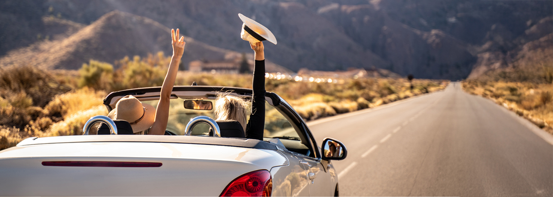 Two ladies taking a road trip