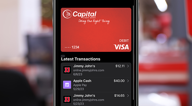 Capital Card - digital wallet snapshot.