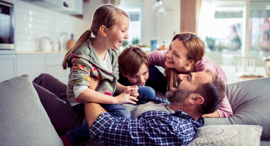 Happy family smiling.