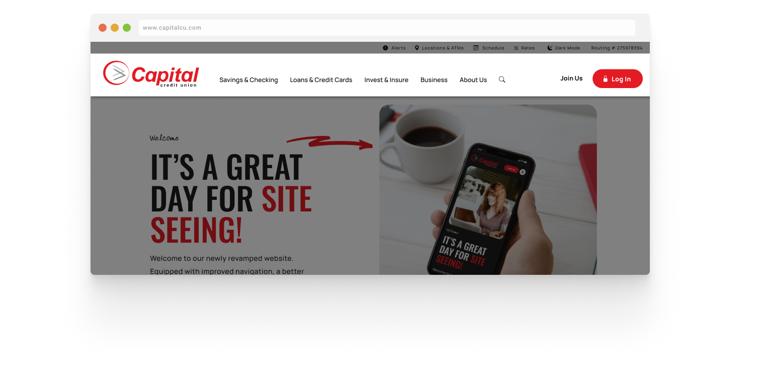 Sticky header feature highlight to show how this space will function on site.