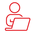 Person on laptop icon. 