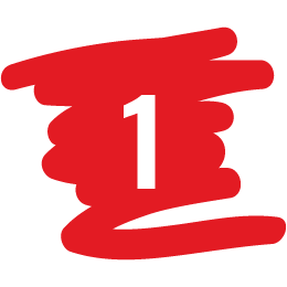Scribble graphic in red hand drawn lines showcasing the number 1