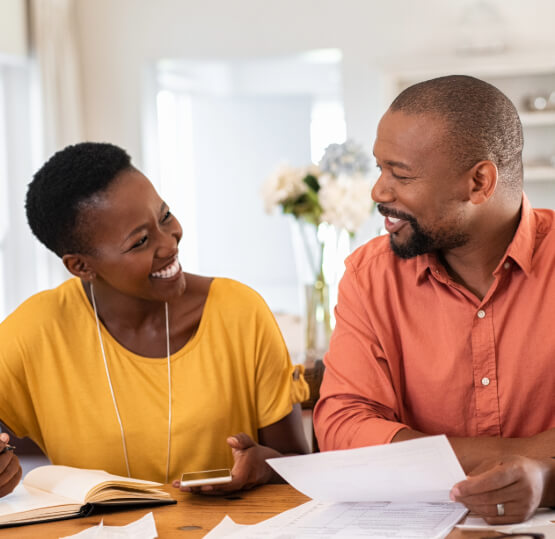 Couple budgeting together.